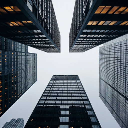 Modern Singapore skyscrapers viewed from below